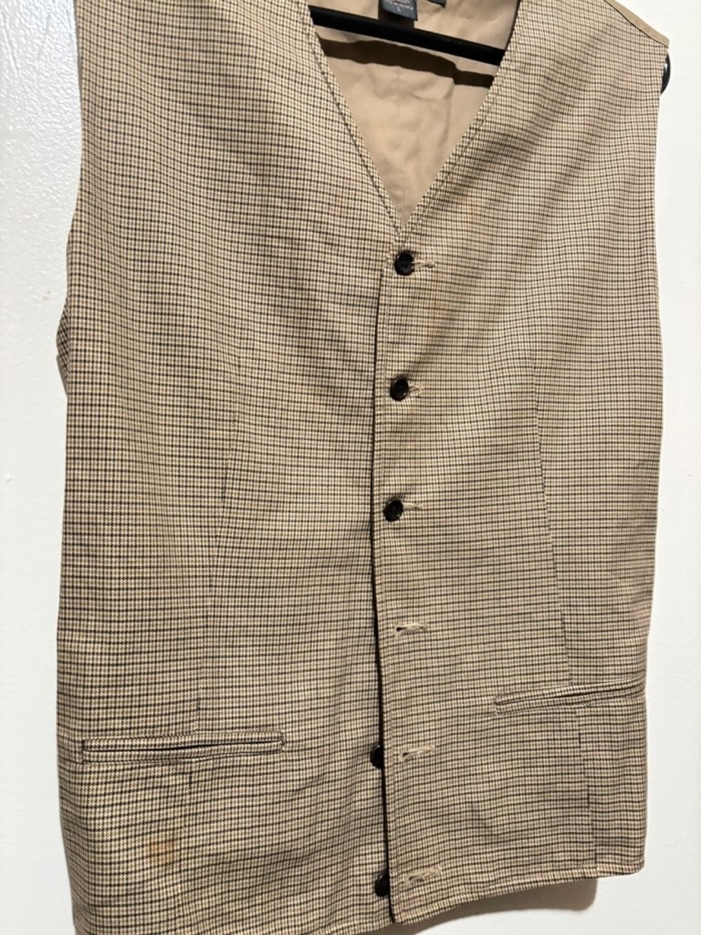 Banana Republic Tan Beige Micro-Check Waistcoat